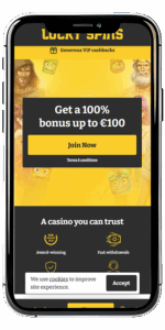 Lucky Spins Norge mobilvisning