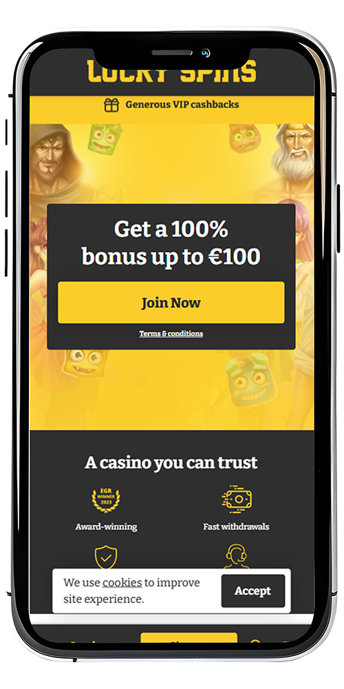 Lucky Spins Norge mobilvisning